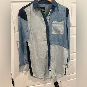 Rails Denim patchwork button down